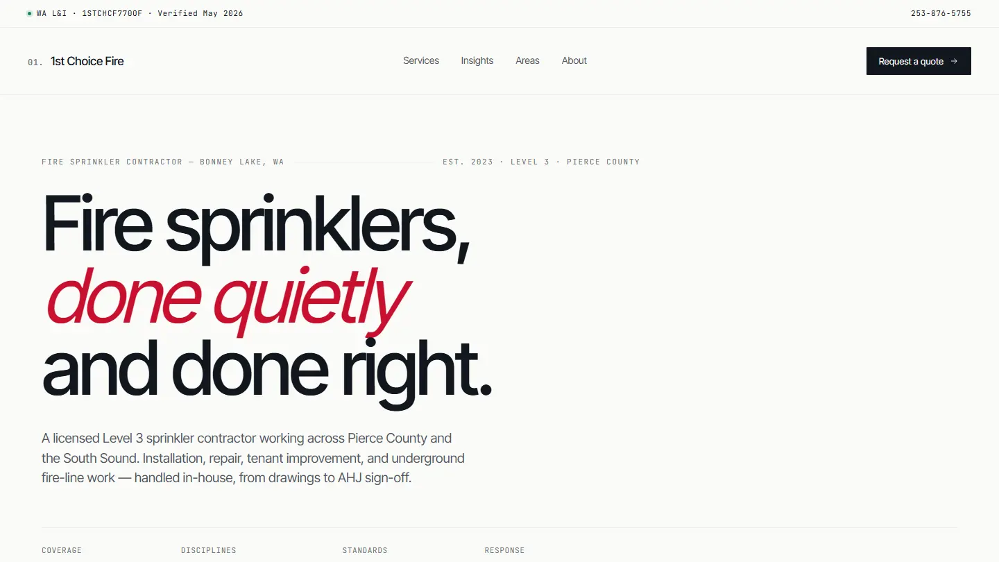 1st Choice Fire — live product screenshot