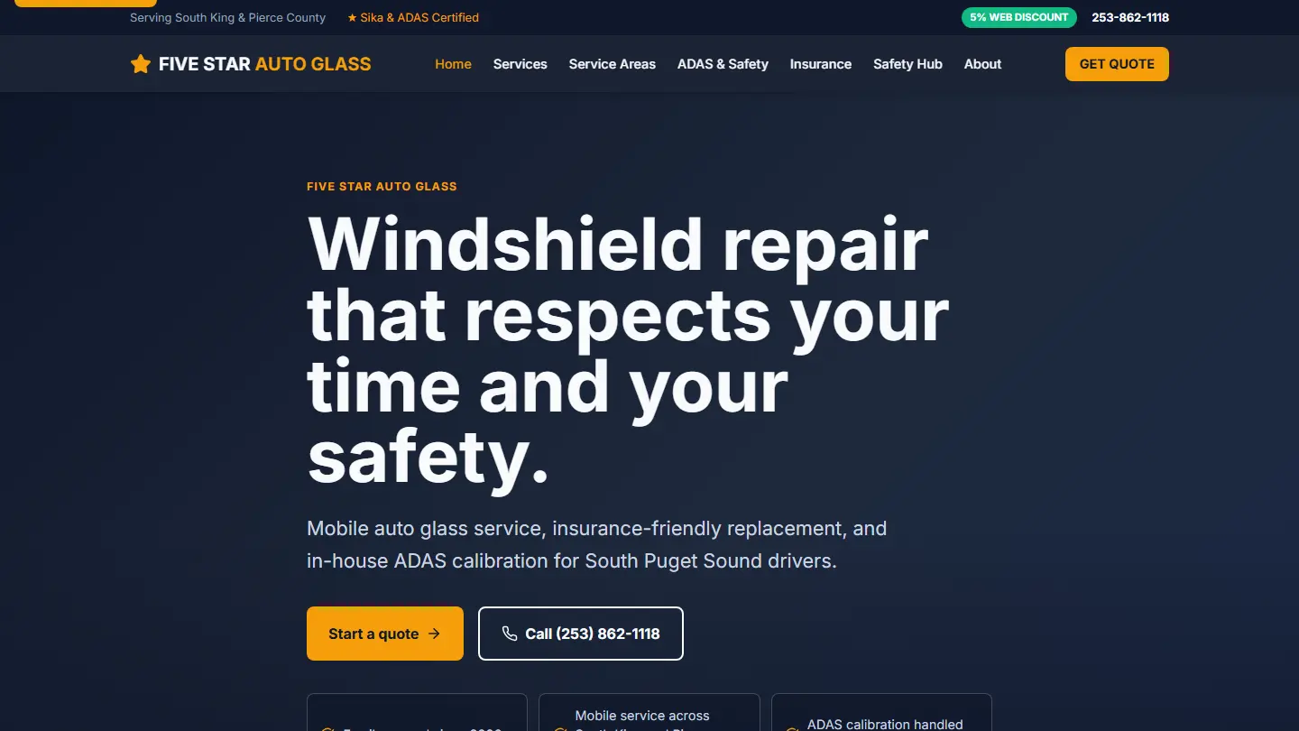 5Star Auto Glass — live product screenshot