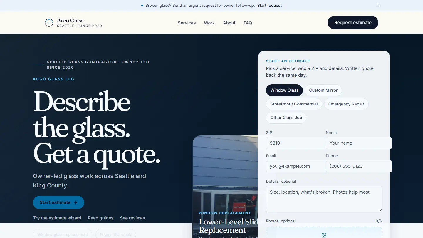 ArcoGlass — live product screenshot