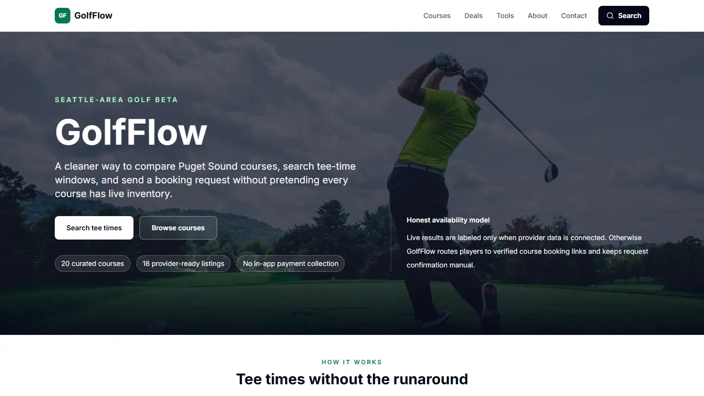 GolfFlow — live product screenshot