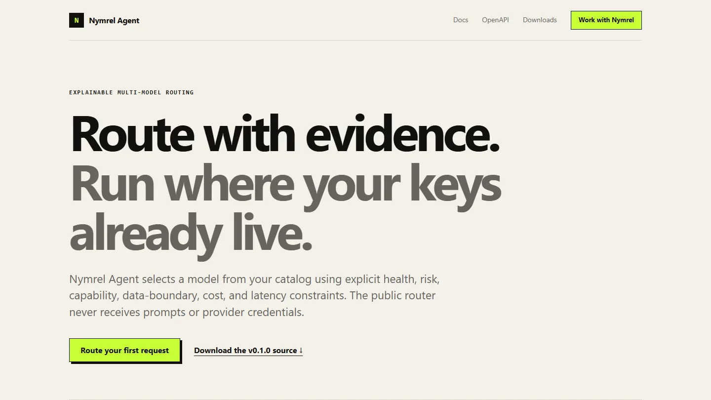 Nymrel Agent — live product screenshot