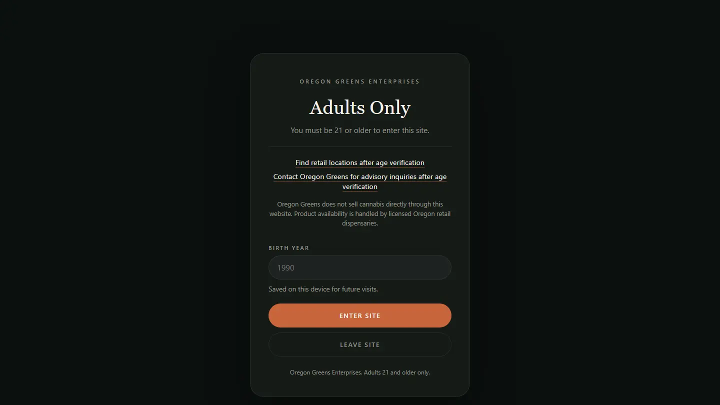 Oregon Greens — live product screenshot