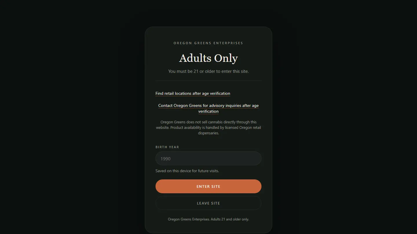 Oregon Greens — live product screenshot