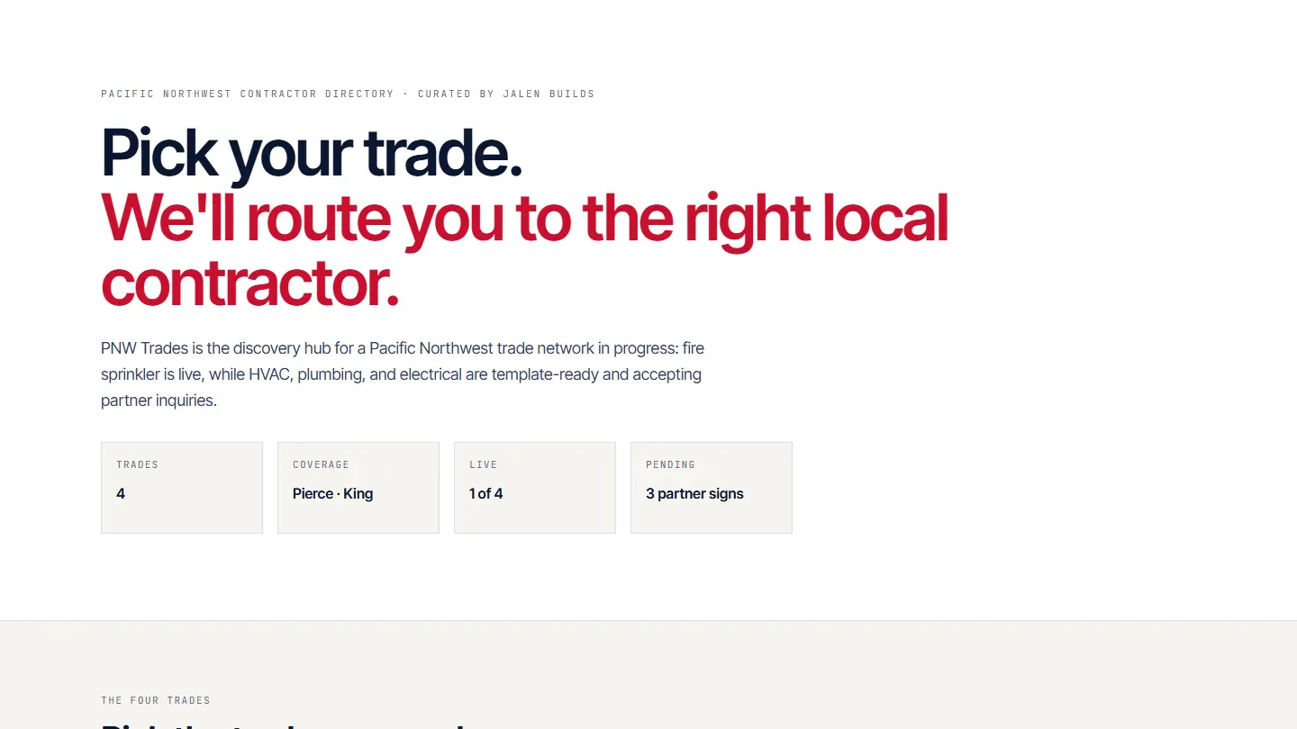 PNW Trades — live product screenshot